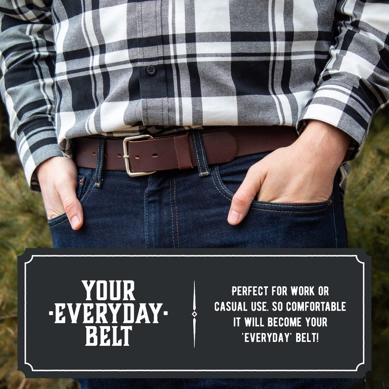 Main Street Forge Journeyman Leather Belt | Made in USA | Brown w/Silver Buckle | Size 36 - Image 3